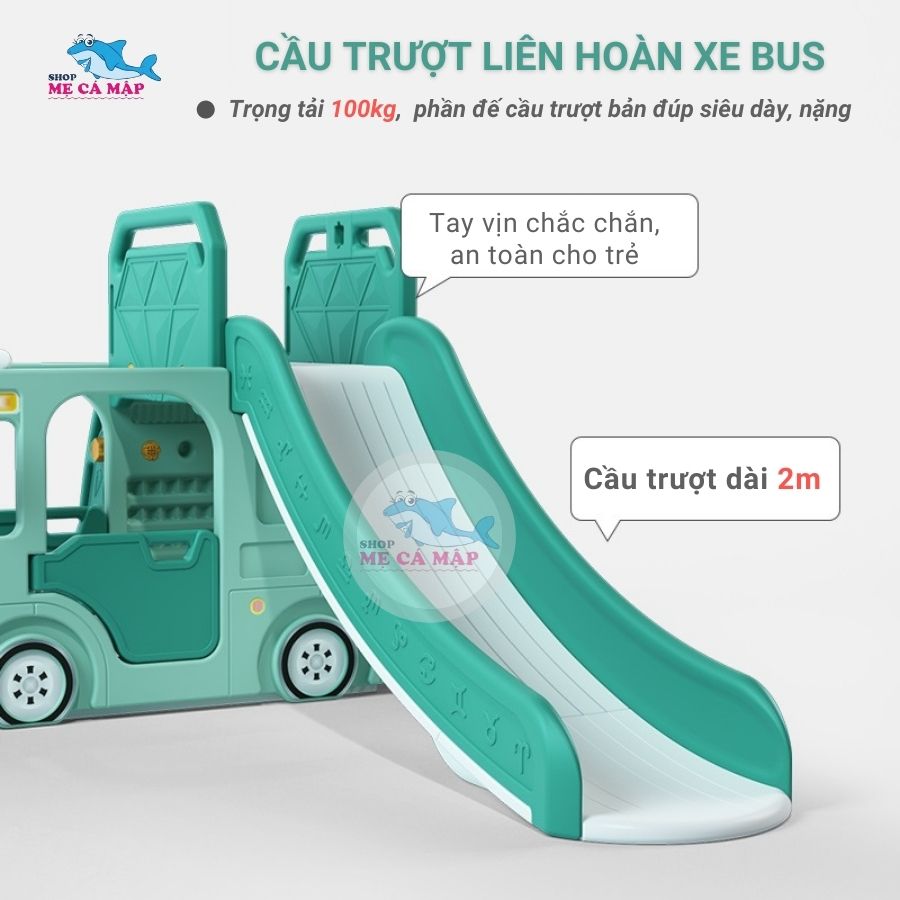 Cầu trượt xe Bus hàng siêu cấp rất dày và nặng, cầu trượt cho bé liên hoàn tải trọng 100kg