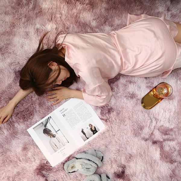 Thảm Trang Trí Lông Xù Loang Trải Sàn Cao Cấp HL-18 Hồng Tím
