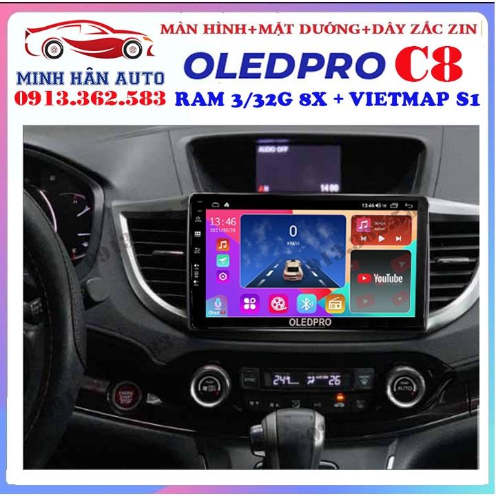 Combo màn hình OLEDPRO C8 kèm mặt dưỡng,dây nguồn cho xe HONDA CRV 2014-2017