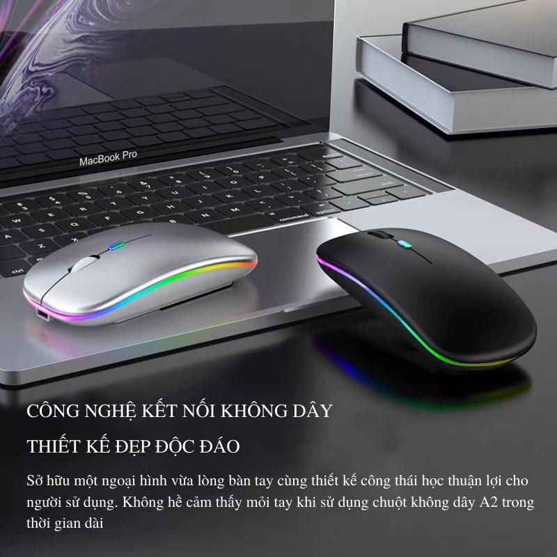 Chuột Bluetooth Không Dây Máy Tính TEKKIN A10 Có Thể Sạc Lại Click Không Gây Ồn - hàng nhập khẩu - Chuột A10 Bạc