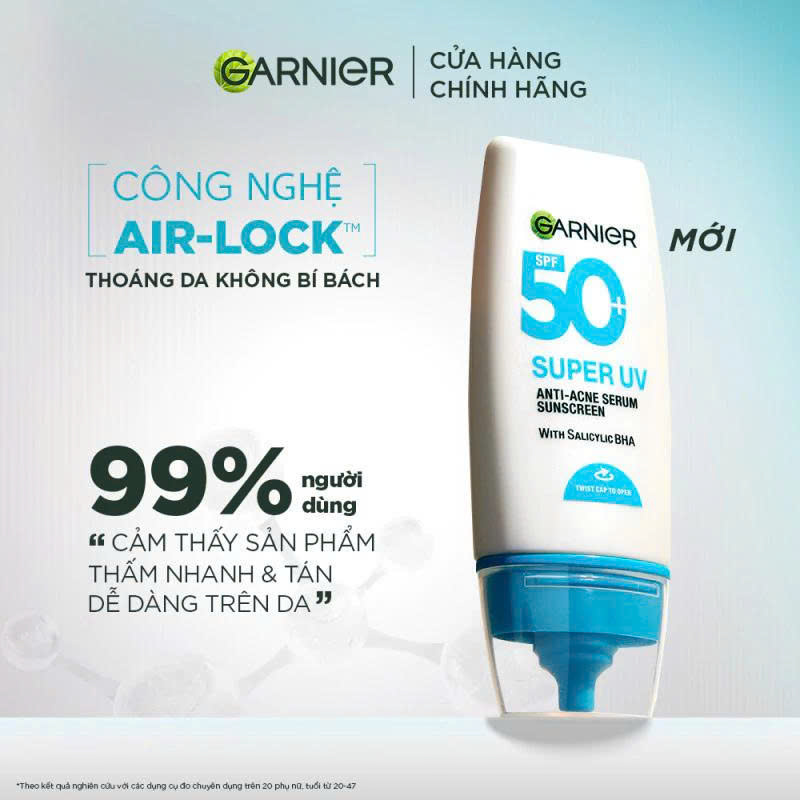 Kem Chống Nắng Garnier Phổ Rộng Kiềm Dầu Đến 12H &amp; Hỗ Trợ Giảm Mụn Spf 50+PA++++ 30ML