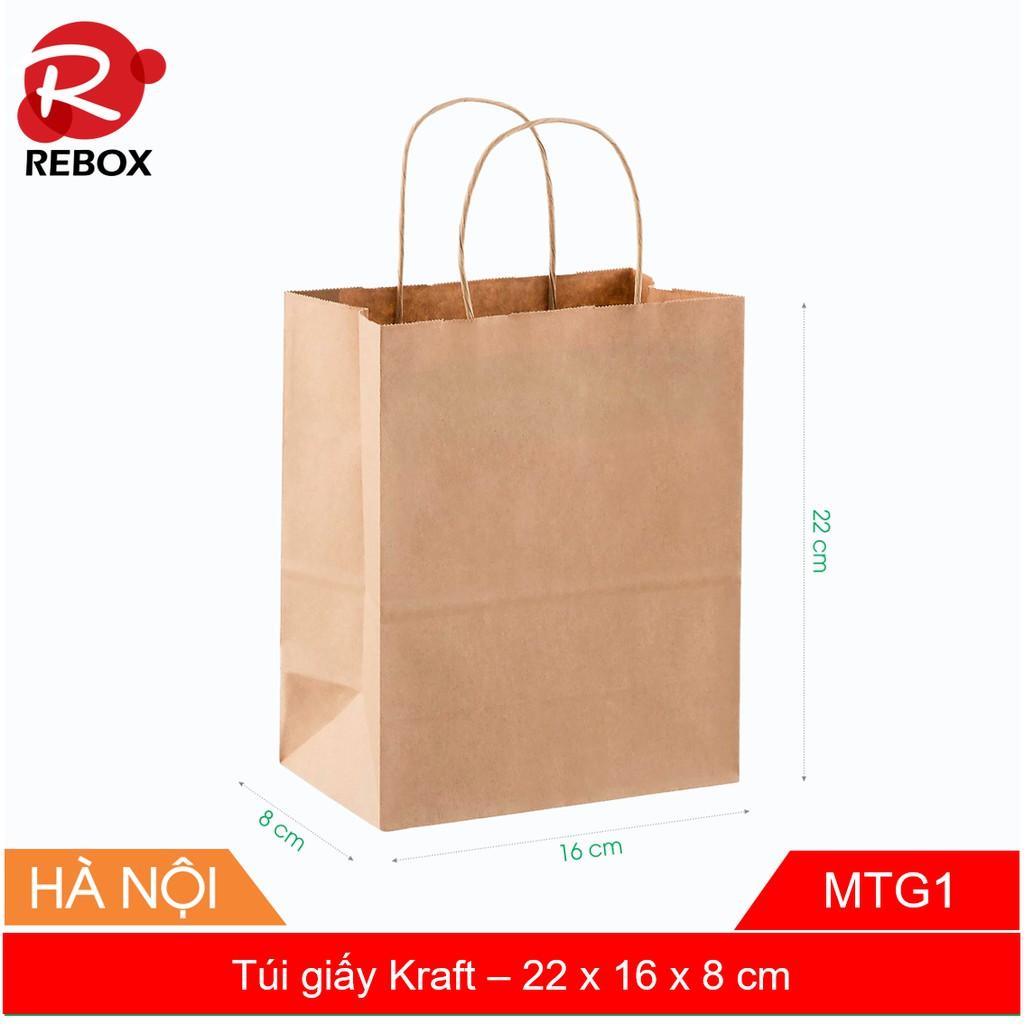 22x16x8 túi Kraft - Combo 50 túi giấy kraft có quai tiện dụng giá ưu đãi