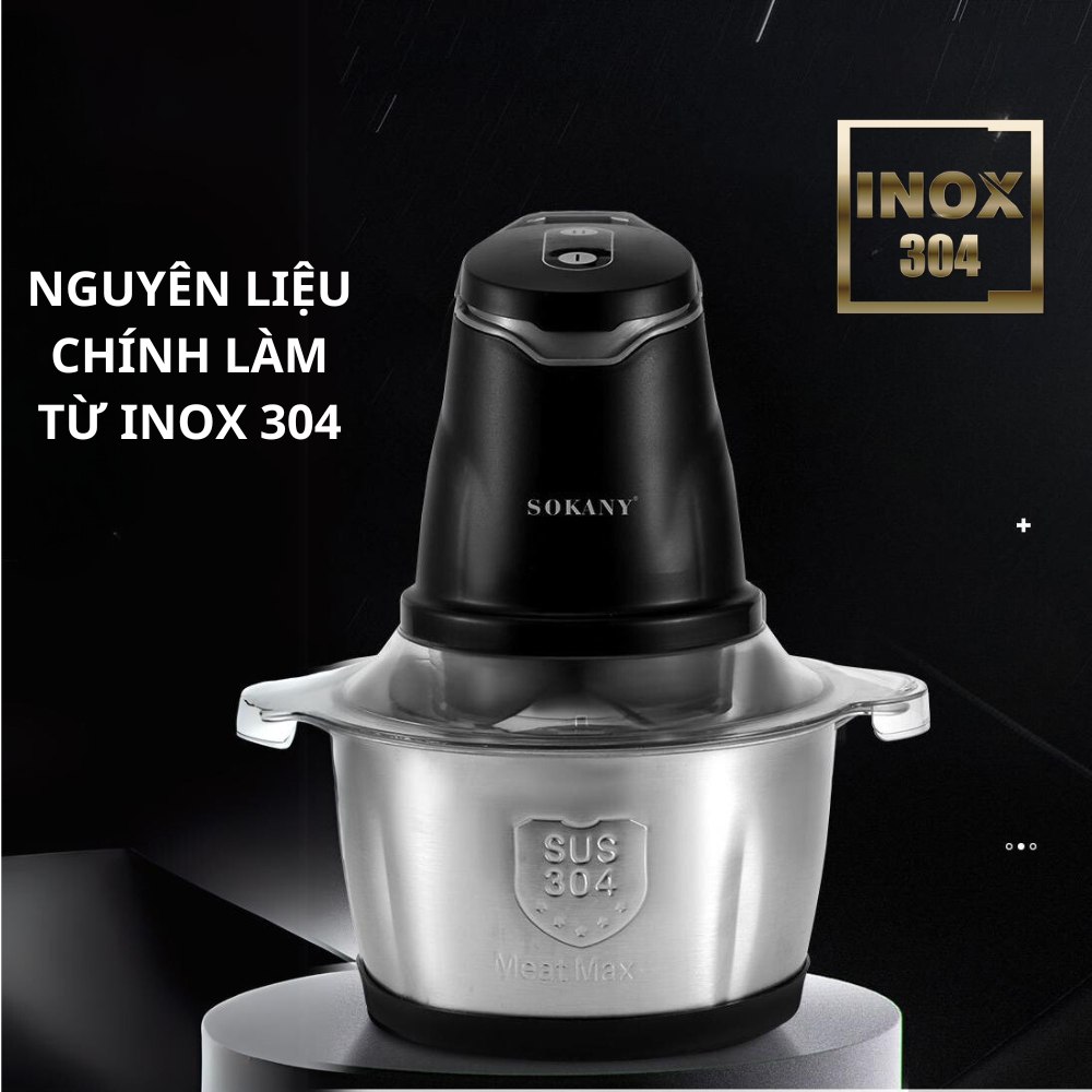 Máy xay cầm tay đa năng SOKANY SK-02020  công suất 1500W, lưỡi dao sắc bén xay nhuyễn mọi loại thực phẩm nhanh chóng và tiện lợi - HÀNG CHÍNH HÃNG