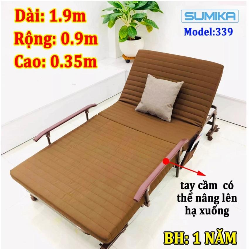 Giường Gấp Gọn Hàn Quốc -339, , tải trọng 300kg, Kèm Thảm Trùm + Gối + túi đựng vật dụng
