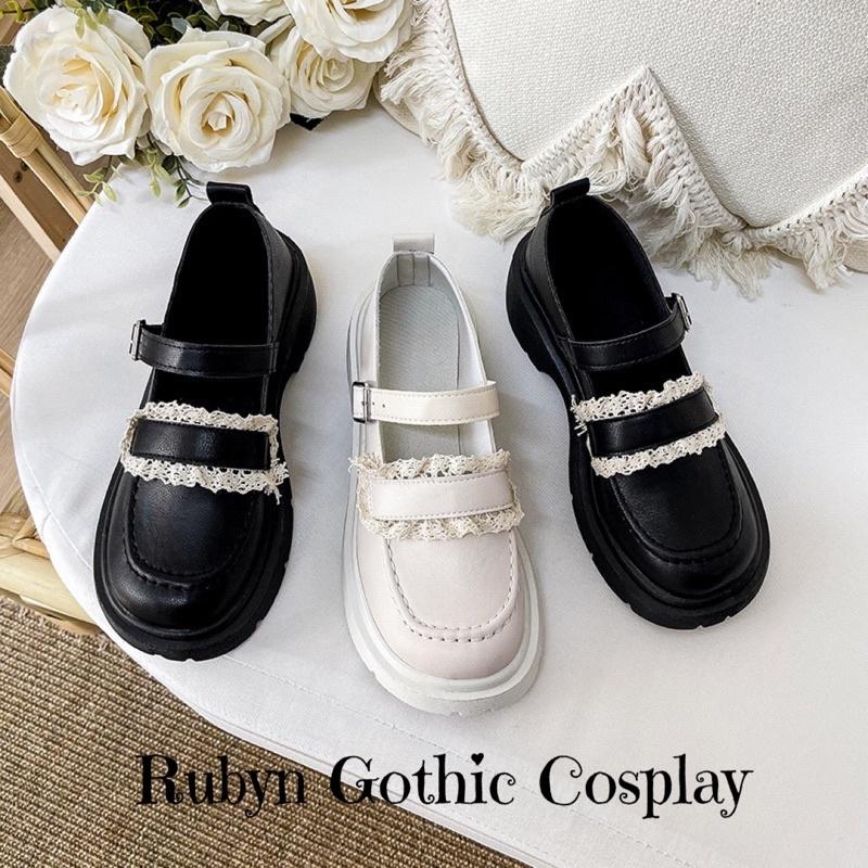 Giày Lolita phối ren siêu xinh đế cao 5cm ( màu Trắng và Đen ) size 35 - 40