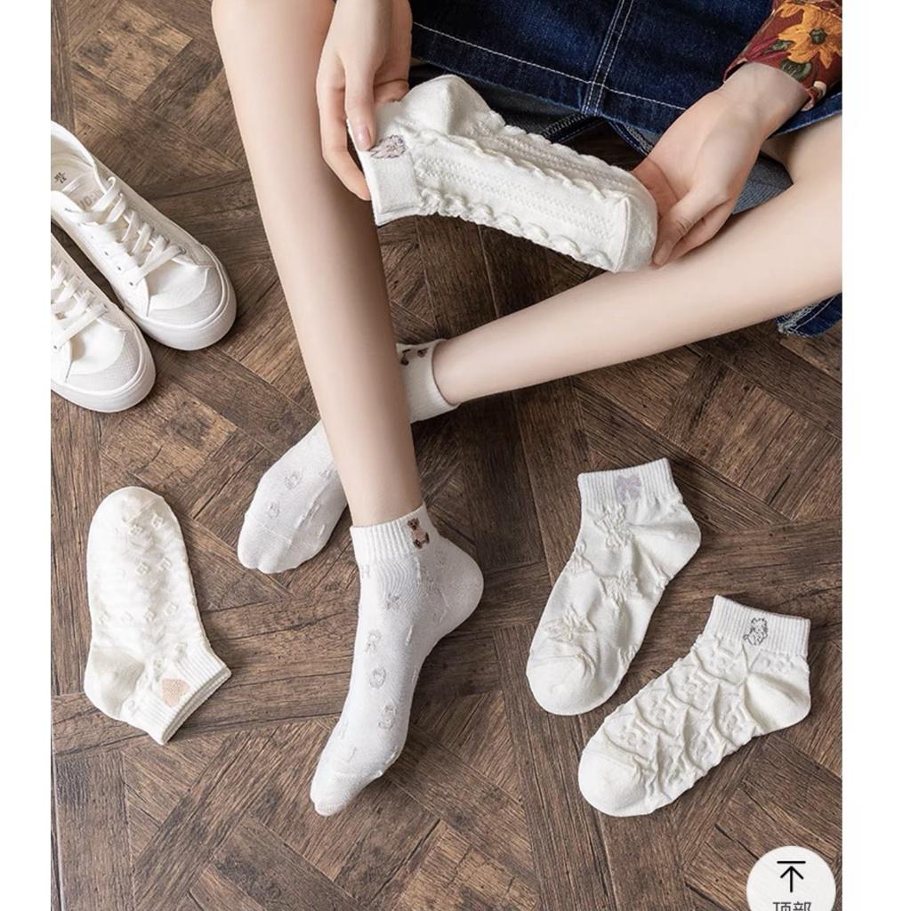 T11-Tất vớ nữ cổ ngắn dễ thương cotton hình thú màu trắng mỏng thoáng Urbanize - Chọn ngẫu nhiên