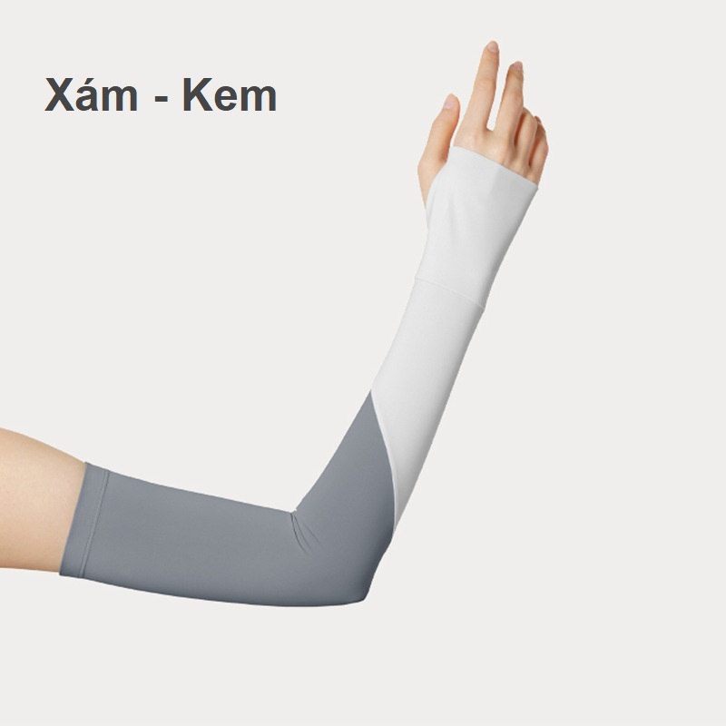 Găng tay xỏ ngón lụa băng Hatsu chống nắng và ngăn tia UV 100% - phối 2 màu thời trang - Dòng -5 độ cao cấp - Hàng chính hãng