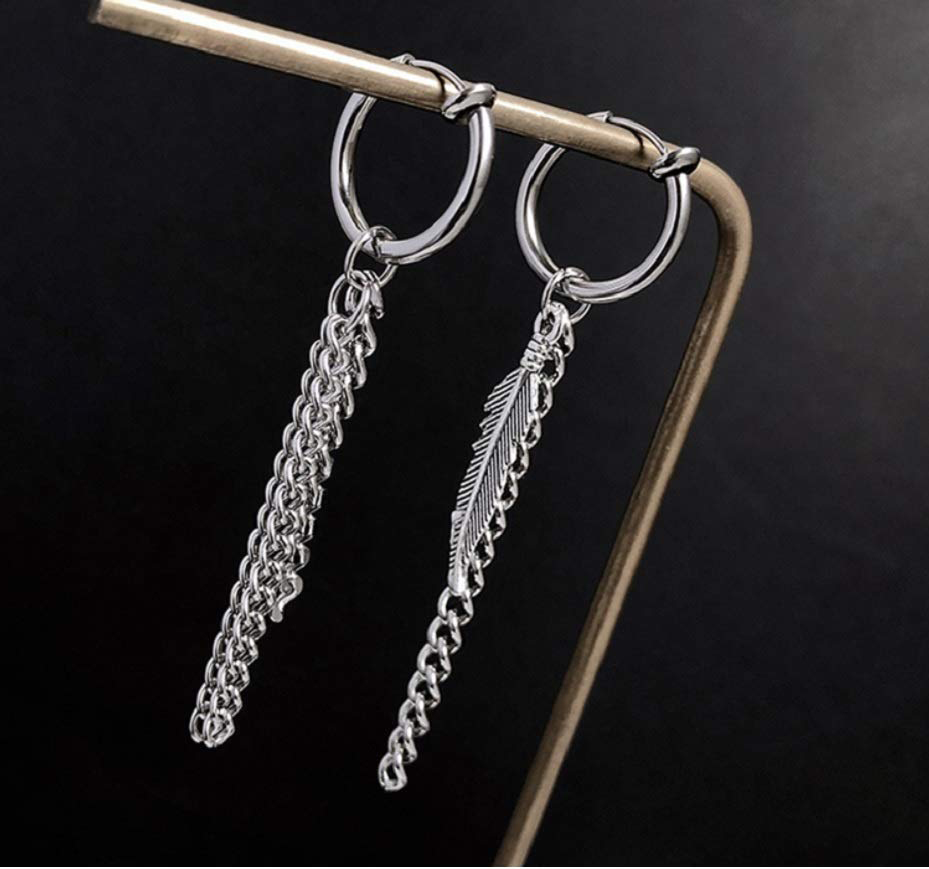 Bông tai mix lá &amp; xích KPOP KTV02