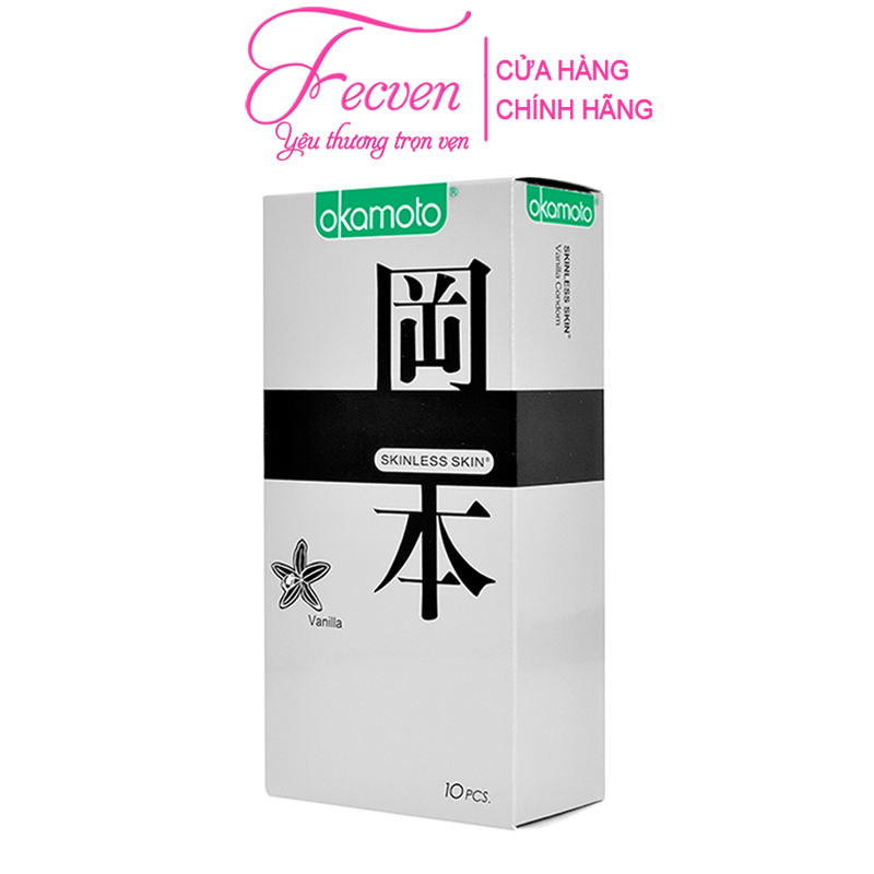 Bao Cao su Okamoto Skinless Skin Vanilla Hương Vanilla Hộp 10 chiếc Nhật Bản