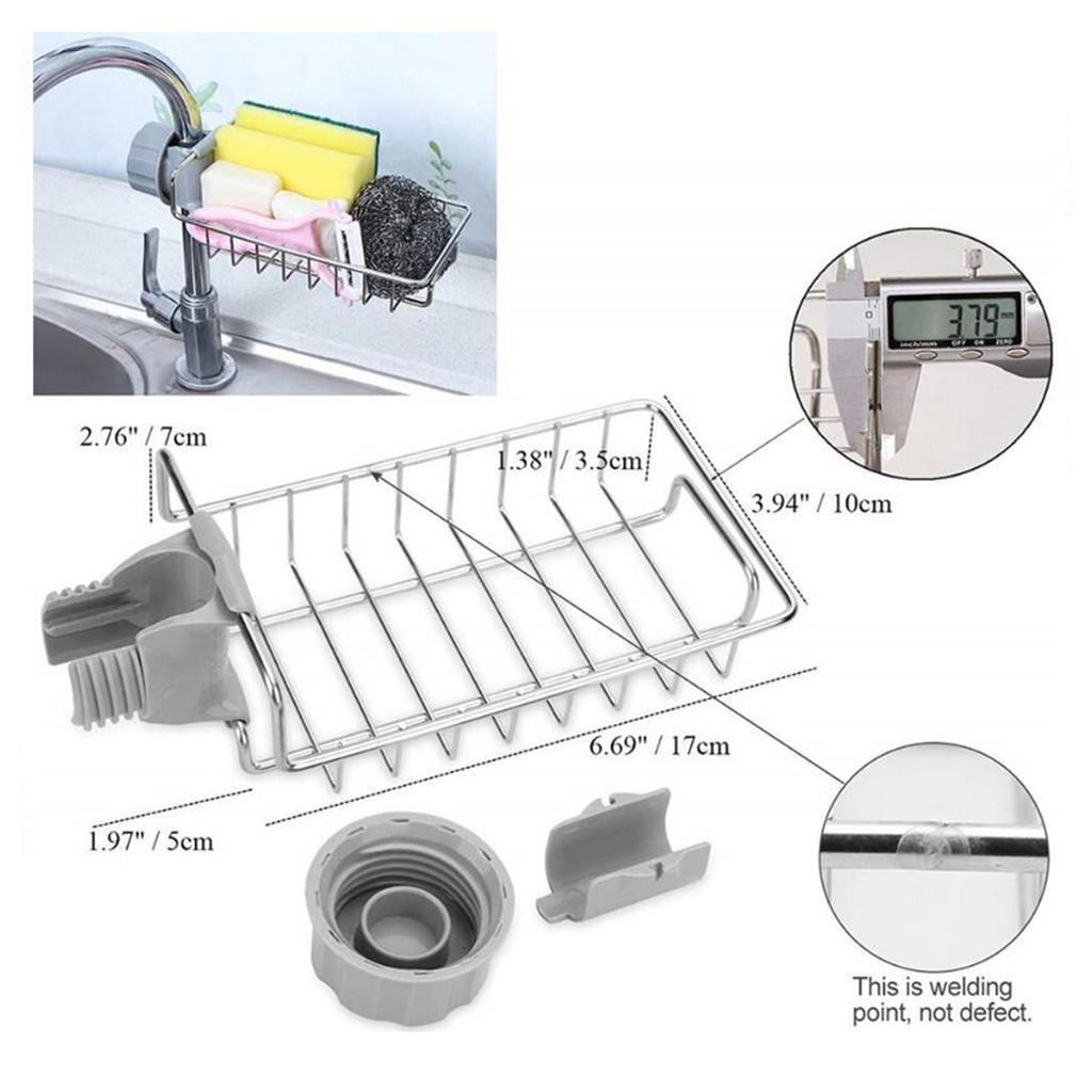 Faucet Shelf Bathroom Soap Scrubber Sponge Holder Storage Organizer Rack