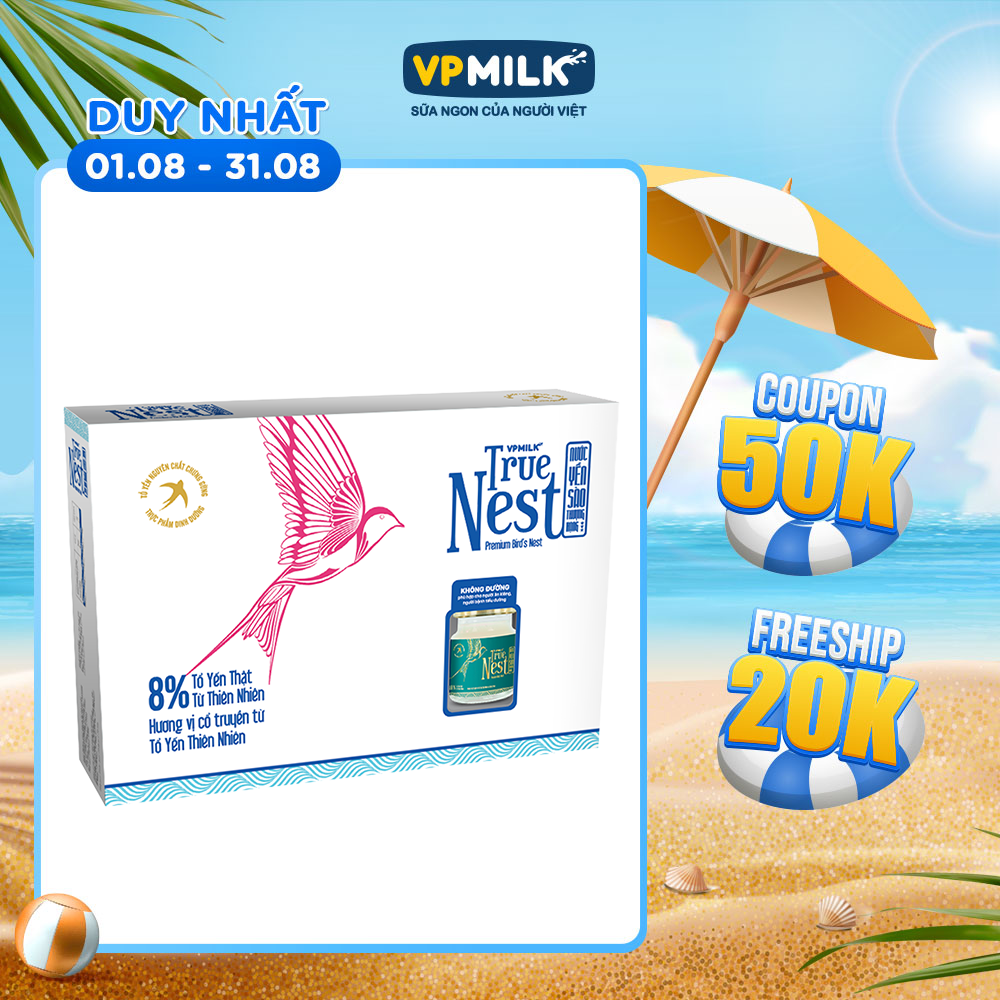 Tổ Yến Nguyên Chất Chưng Gừng VPMilk True Nest - Không Đường (Gift set 6 lọ x 70 ml)