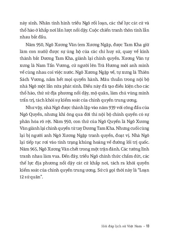 Hỏi Đáp Lịch Sử Việt Nam, Tập 2: Nước Việt Nam Dưới Đời Ngô, Đinh, Tiền Lê, Lý, Trần, Hồ