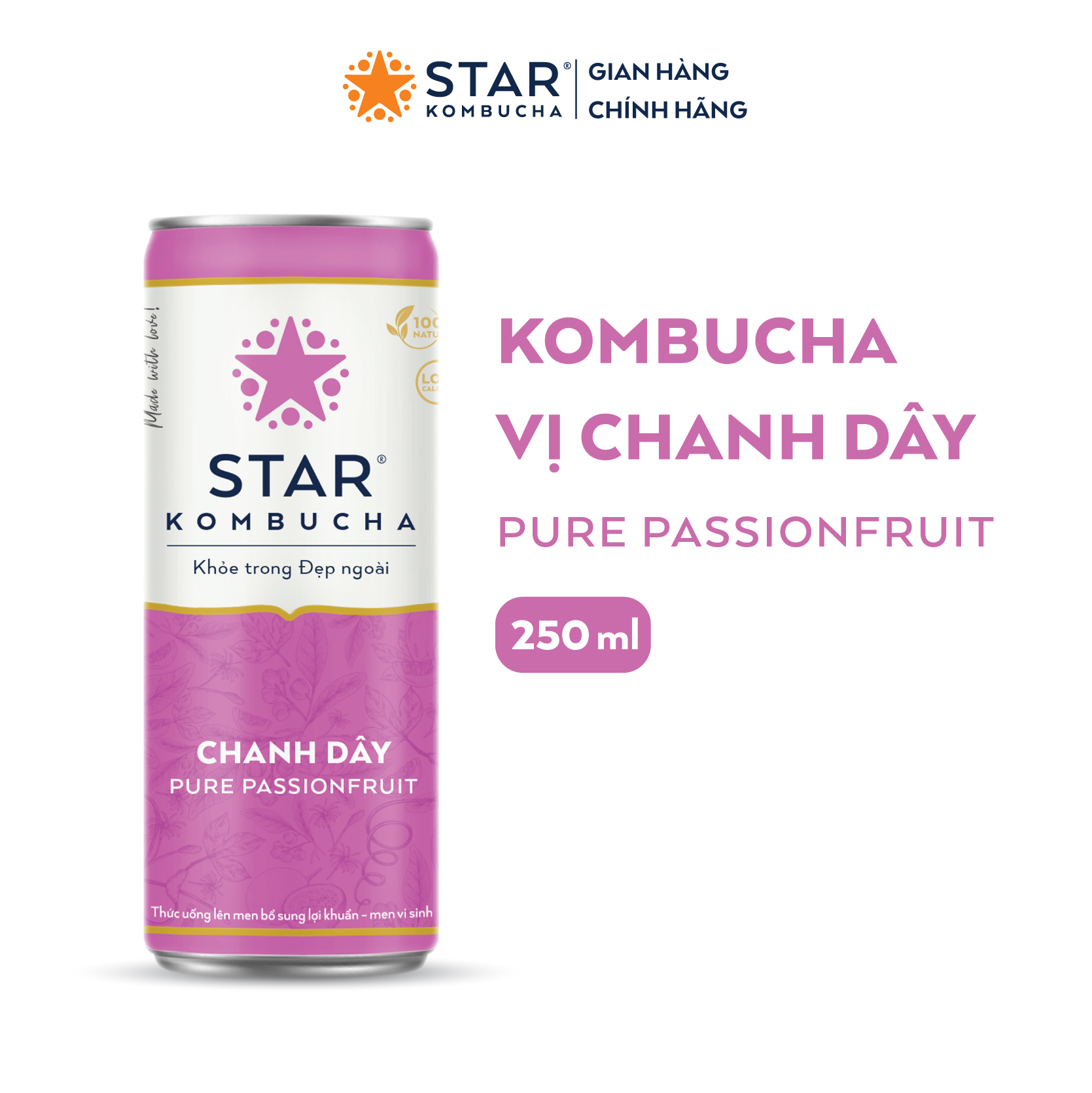 Lốc 6 lon thức uống lên men STAR KOMBUCHA mix vị (250ml/lon)