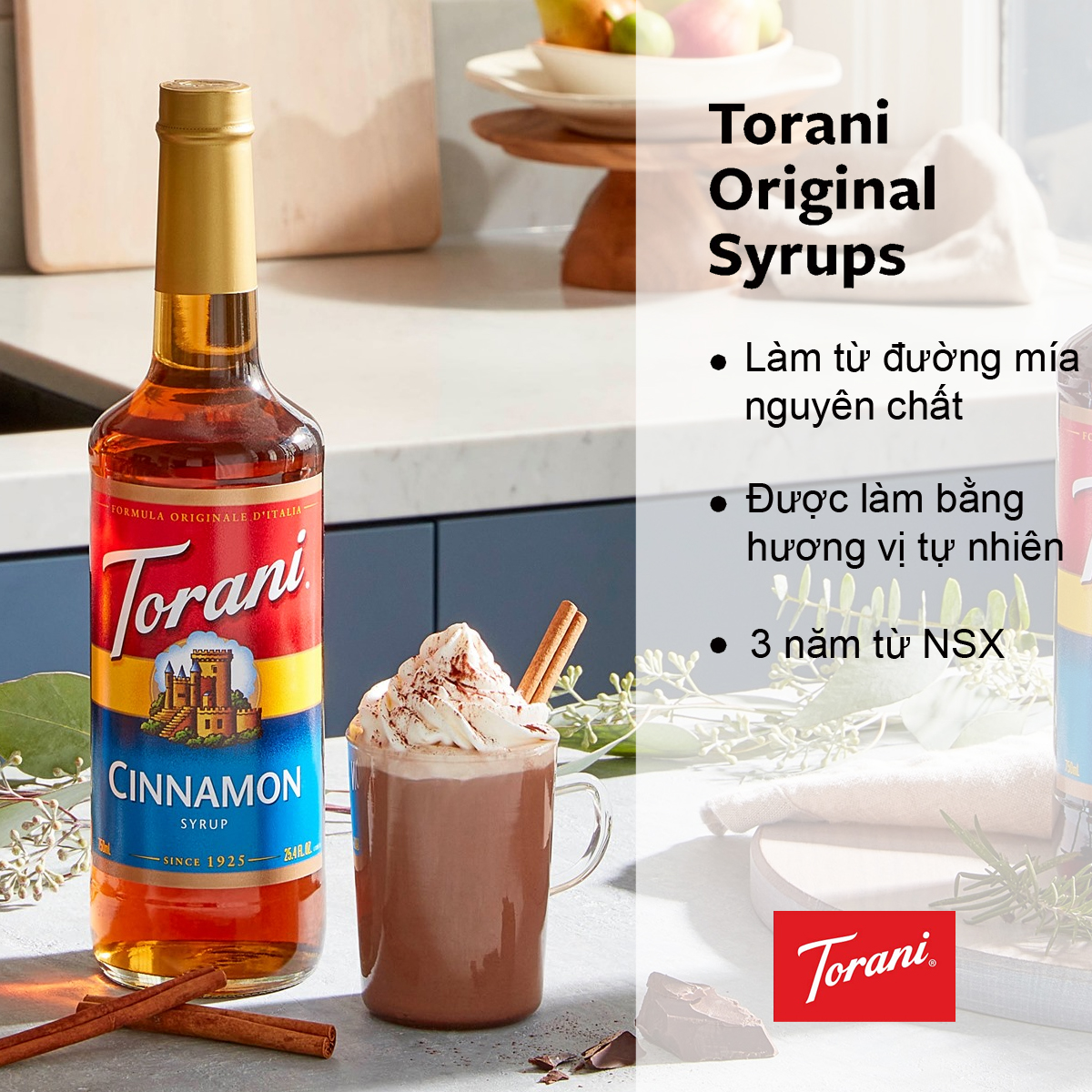 Siro Pha Chế Vị Quế Torani Classic Cinnamon Syrup 750ml Mỹ