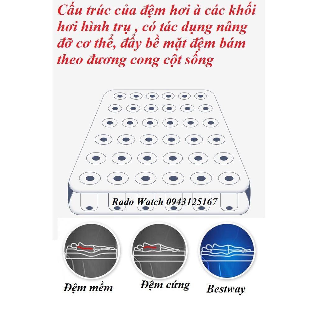 ĐỆM HƠI - NỆM HƠI TIỆN DỤNG CỠ ĐẠI 67004: 2,03M X 1,83M X 22CM KÈM BƠM HƠI+ 1 GỐI HƠI