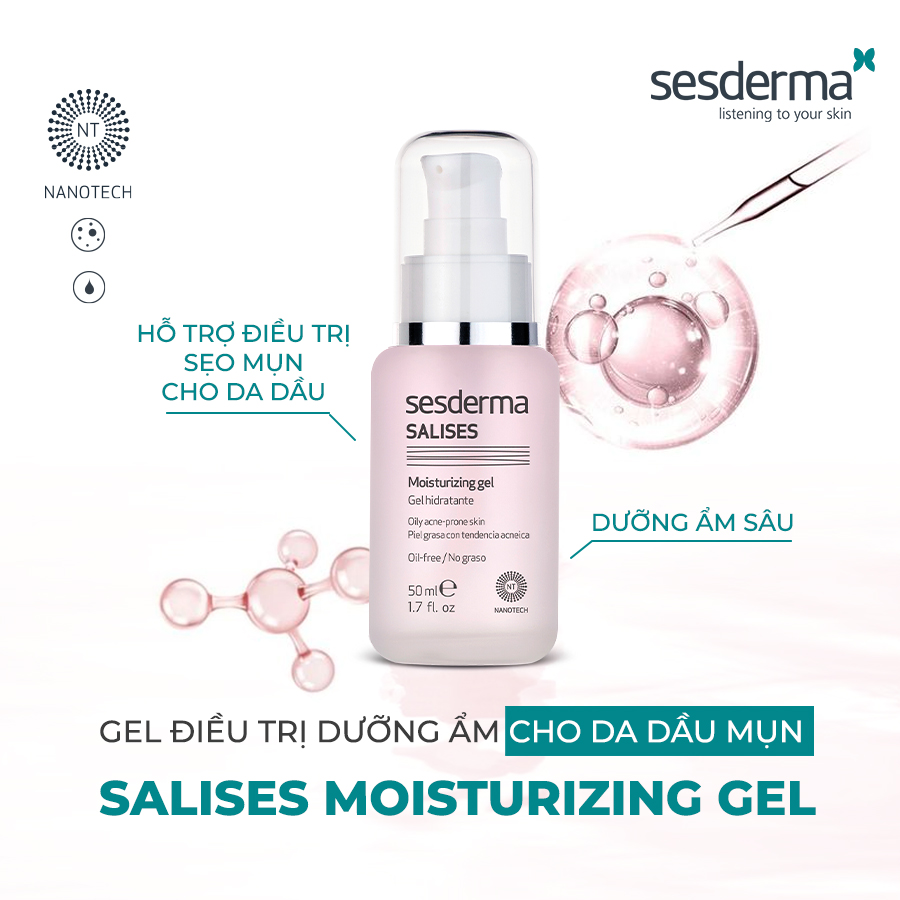 Gel dưỡng ẩm cho da dầu mụn Sesderma Salises 50ml