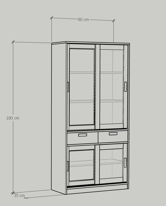 [Happy Home Furniture] LUCA, Tủ sách 2 ngăn kéo - 4 cánh lùa, 90cm x 35cm x 180cm ( DxRxC), TCL_011