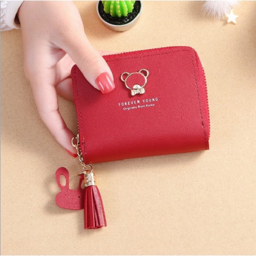 [5 màu] ví ngắn nữ mini cầm tay bỏ túi khóa kéo gắn tua hình thỏ nổi VNLV248 dễ thương tiện lợi