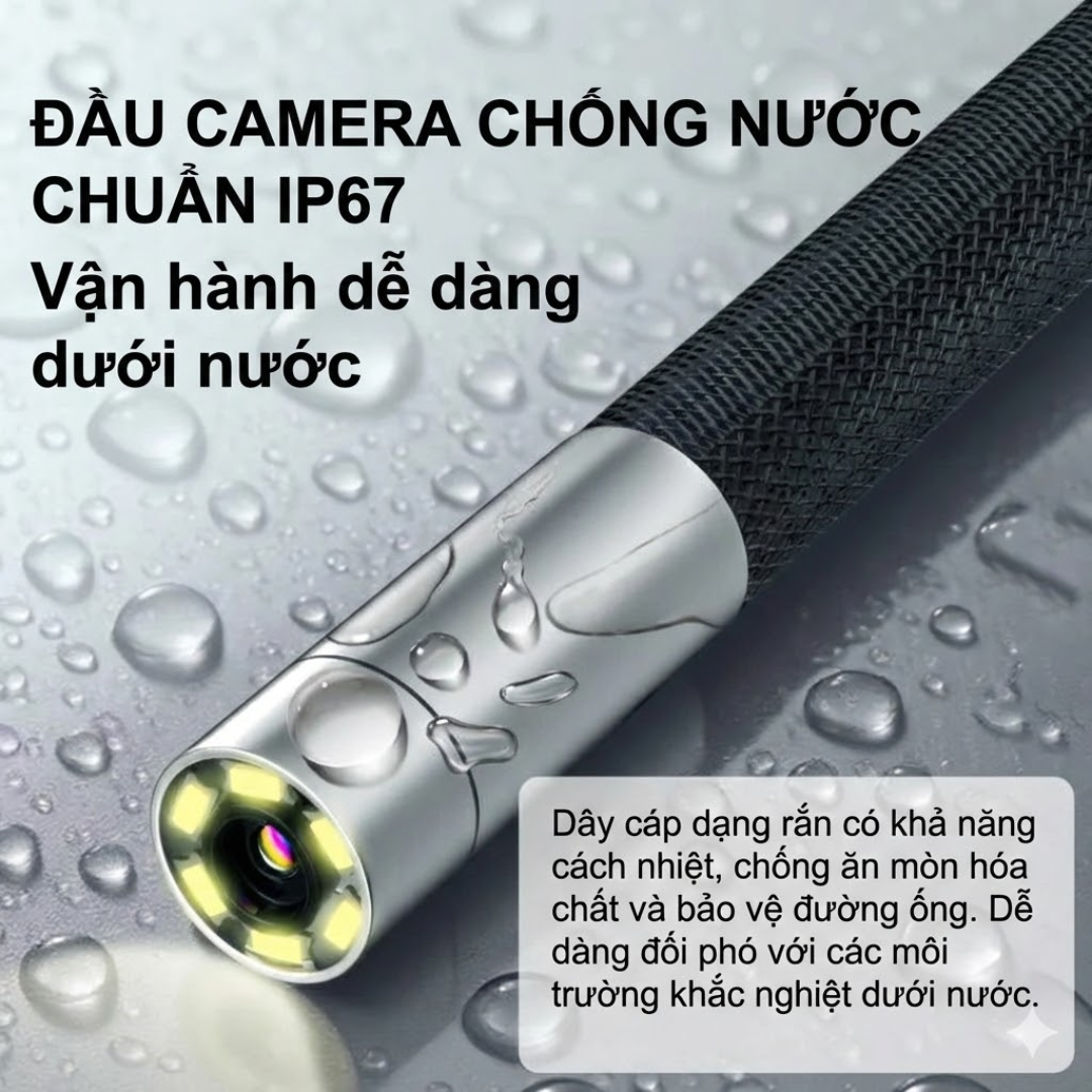 Camera Nội Soi Công Nghiệp Màn Hình HD 4.3 inch, Xoay 360 Độ, Ống kính Đơn 8mm P330 Dài 1m - Hàng Nhập Khẩu