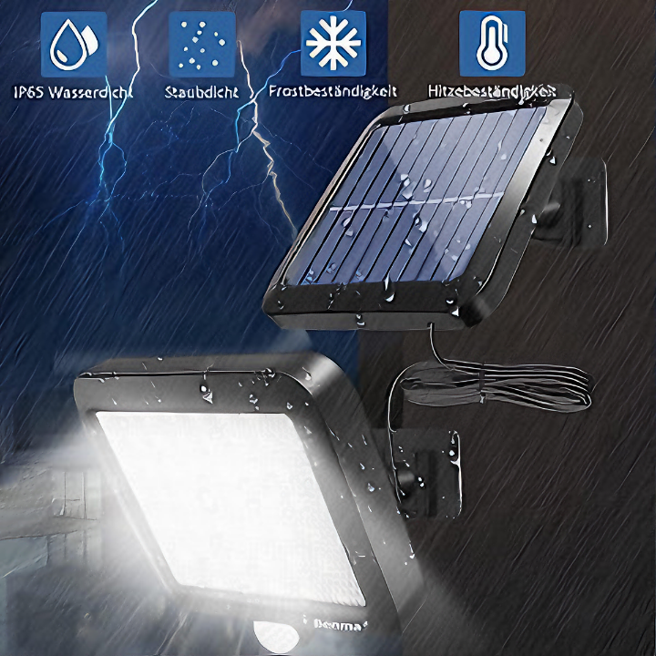Đèn năng lượng mặt trời cảm biến chuyển động 56 LED siêu sáng pin tách rời chống nước ngoài trời kèm cáp nối 5m - Hàng chính hãng