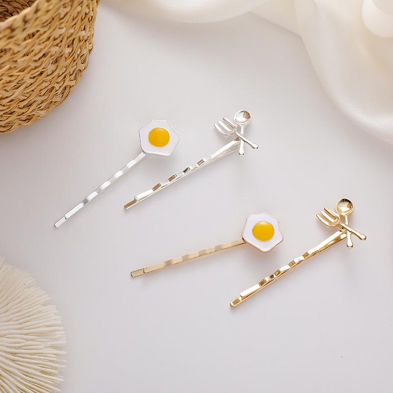 Set kẹp tóc trứng chiên cute - UniLabel