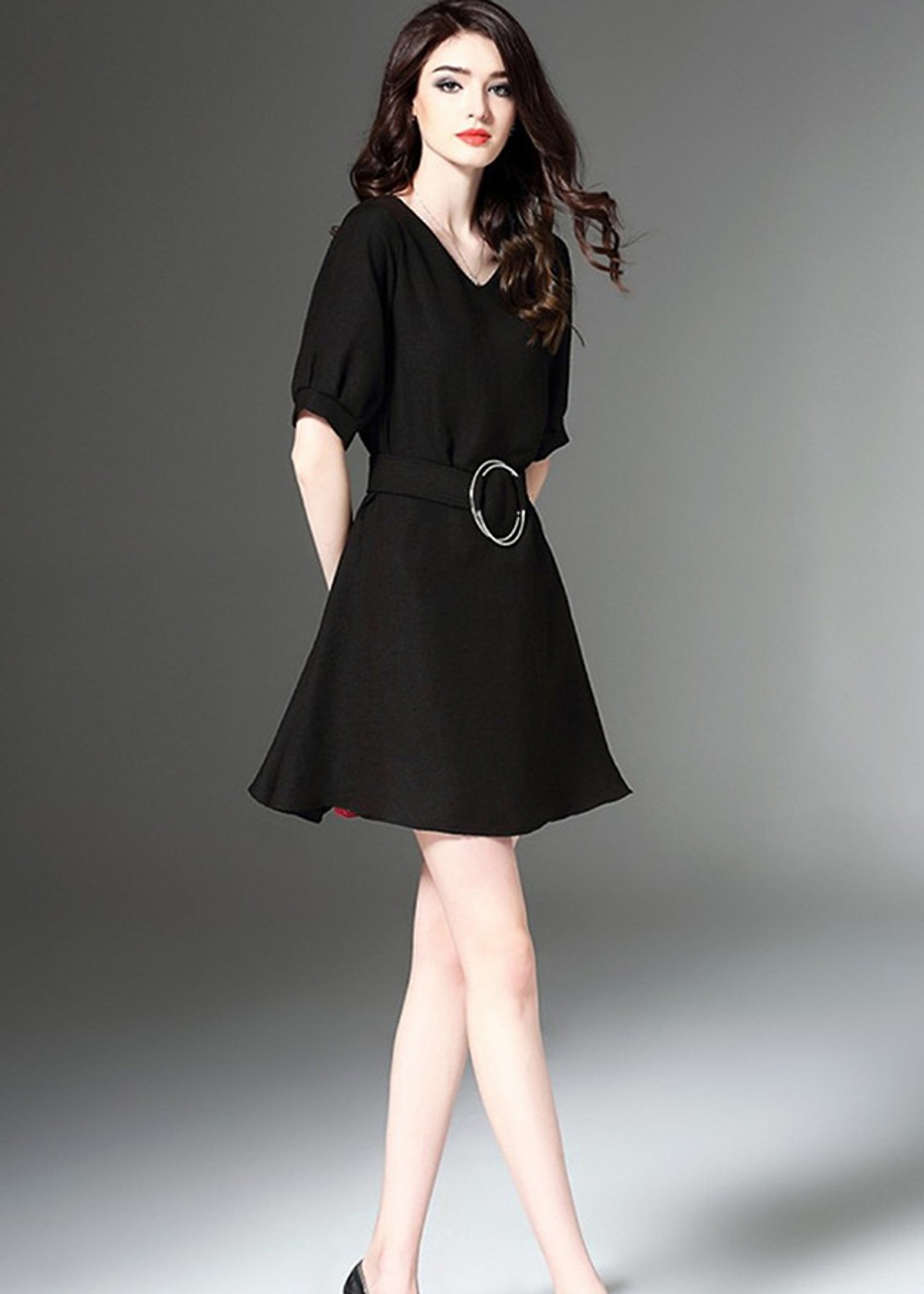 Đầm xòe dự tiệc phối khoen eo NT6307N1