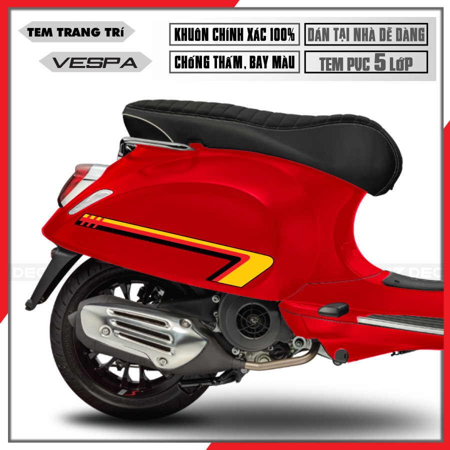 Tem Xe Vespa Sprint/LX/Primavera/GTS Tem Sườn S-Line | VP15 | Decal Rời Cắt Khuôn Sẵn, Chất Liệu PVC Cao Cấp