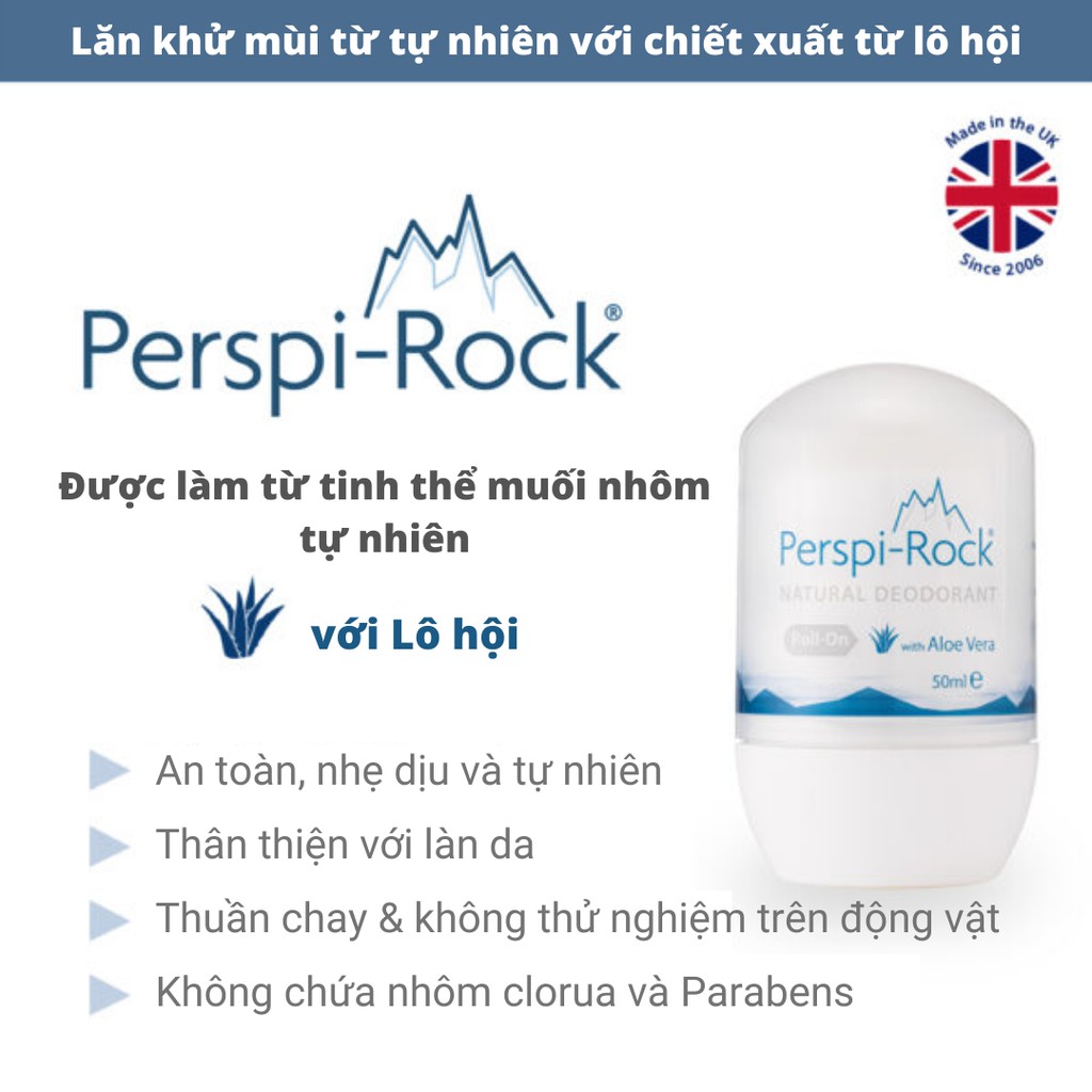 Lăn khử mùi tự nhiên Perspi-Rock Natural Deodorant Roll On 50ml