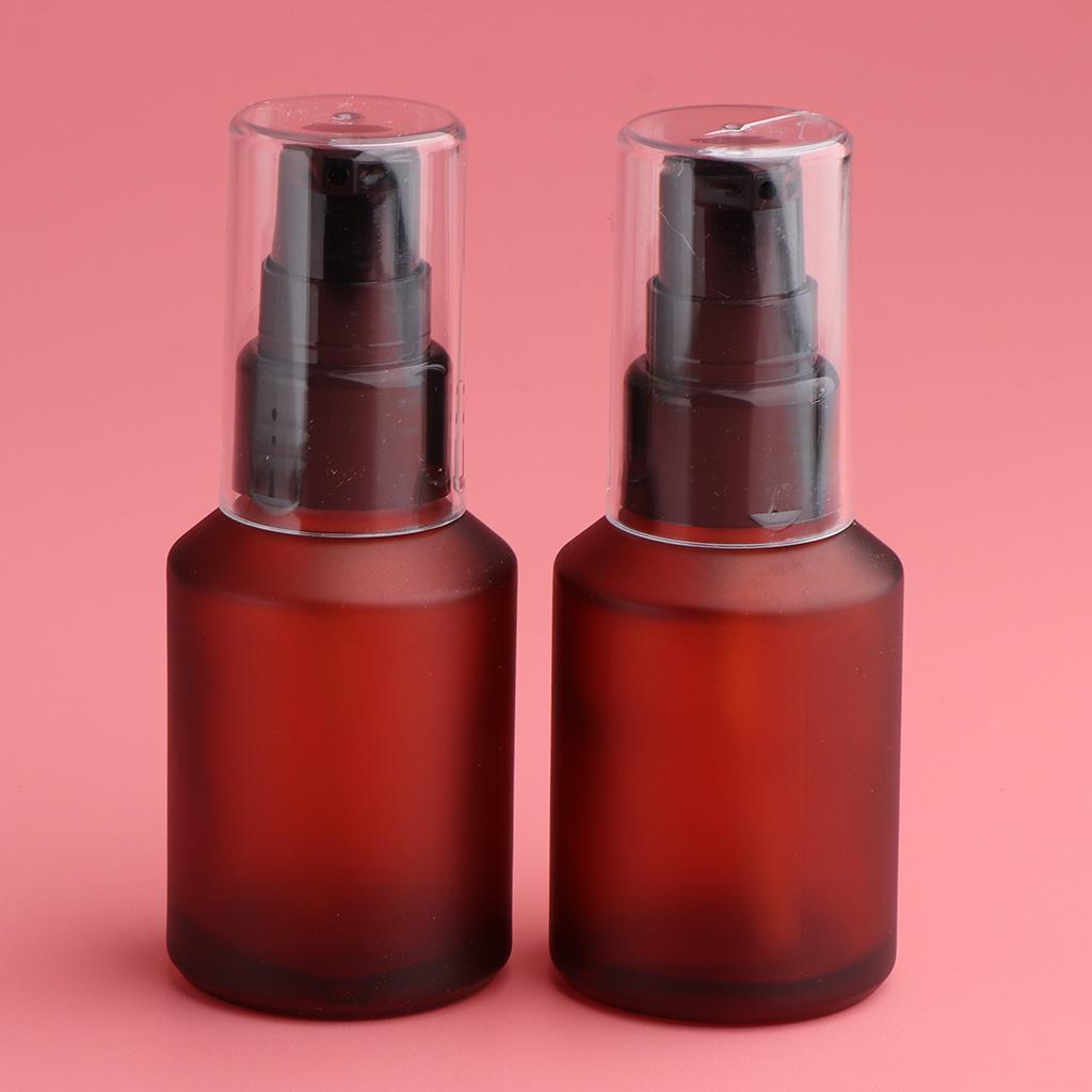 2pcs Empty Spray Pump Bottle Refillable Emulsion Lotions Bottle Glass 15ml