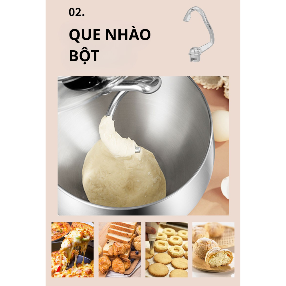 Máy trộn bột, nhào bôt làm bánh để bàn 3IN1 Lumabella LB-55001 công suất lớn 2000W, cối inox dung tích 6.2L, dễ dàng vệ sinh - DELIYA - HÀNG CHÍNH HÃNG