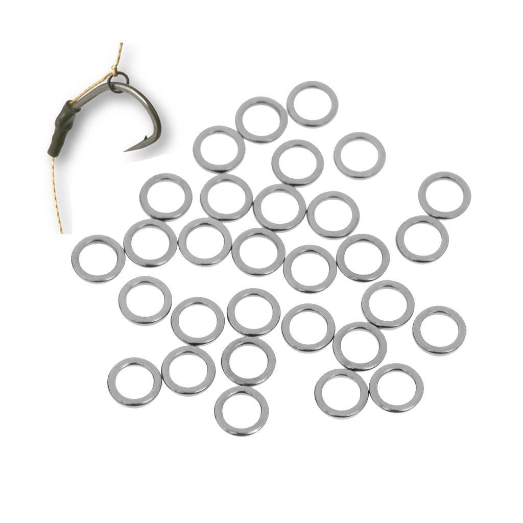 30Pcs Stainless Steel Fishing Rig Ring Terminal Tackle Round Boilie Bait Rings