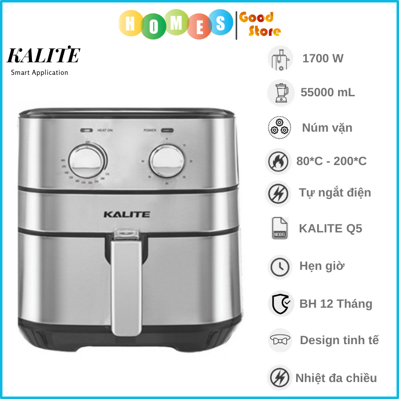 Nồi Chiên Không Dầu KALITE Q5 Thương Hiệu Úc 5.5L Công Suất 1700W - Hàng Chính Hãng