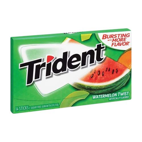 Lốc 12 thanh kẹo Gum Trident Watermelon Twist vị Dưa hấu (14 viên - Sugarfree)