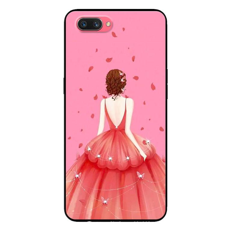 Ốp Lưng in cho Oppo A3s - Realme C1 Mẫu Cô Gái Váy Hồng - Hàng Chính Hãng