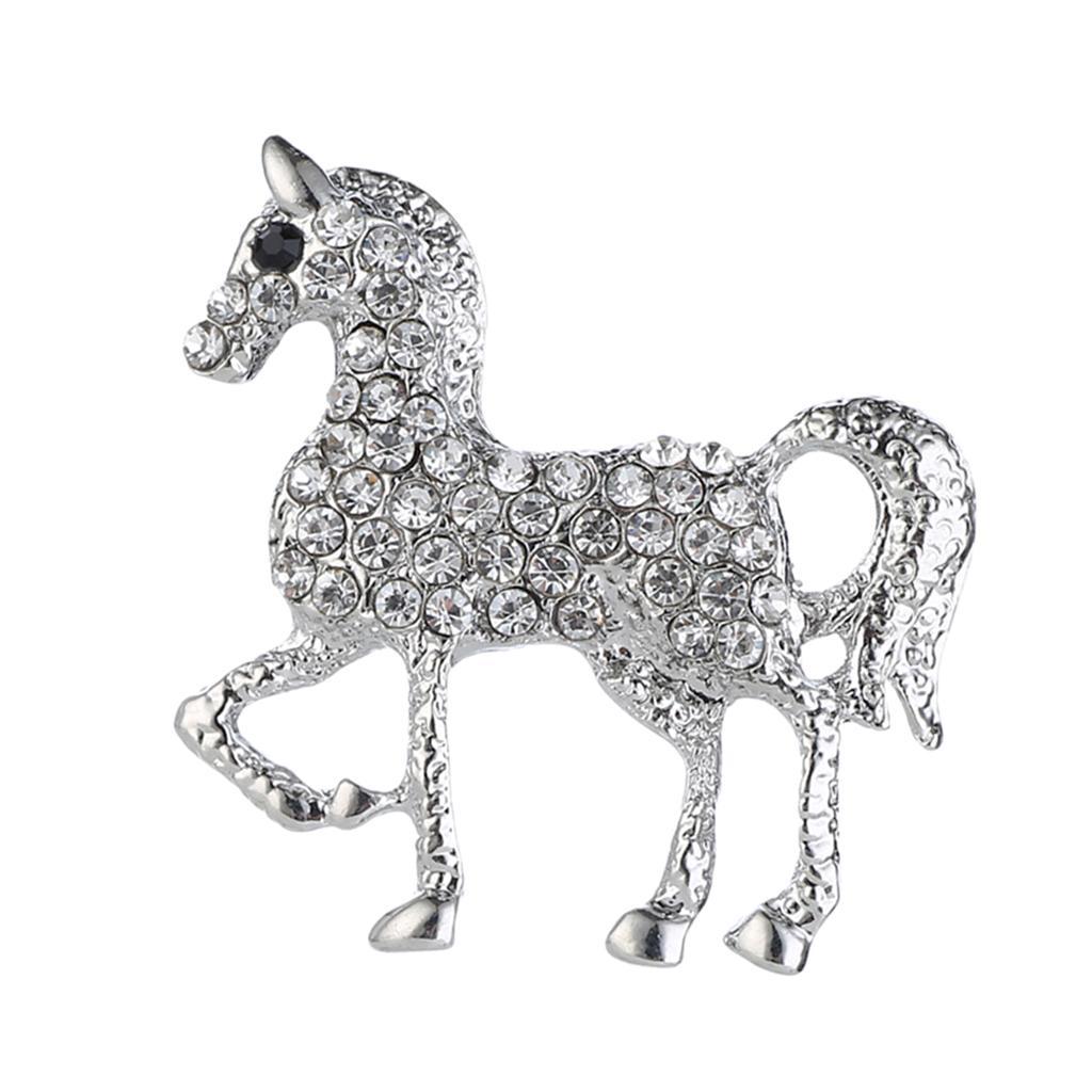 2-7pack Women's Fashion Crystal Rhinestone Alloy Animal Horse Brooch Pins Silver
