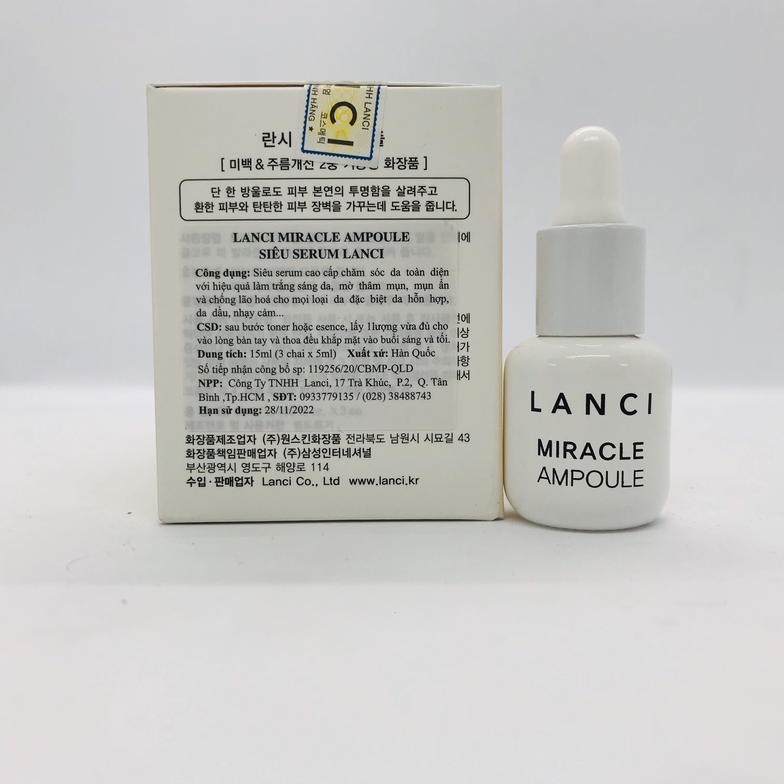 Set 3 Chai Mini Serum Chống Lão Hóa Lanci Miracle Ampoule Ultra Clarifying