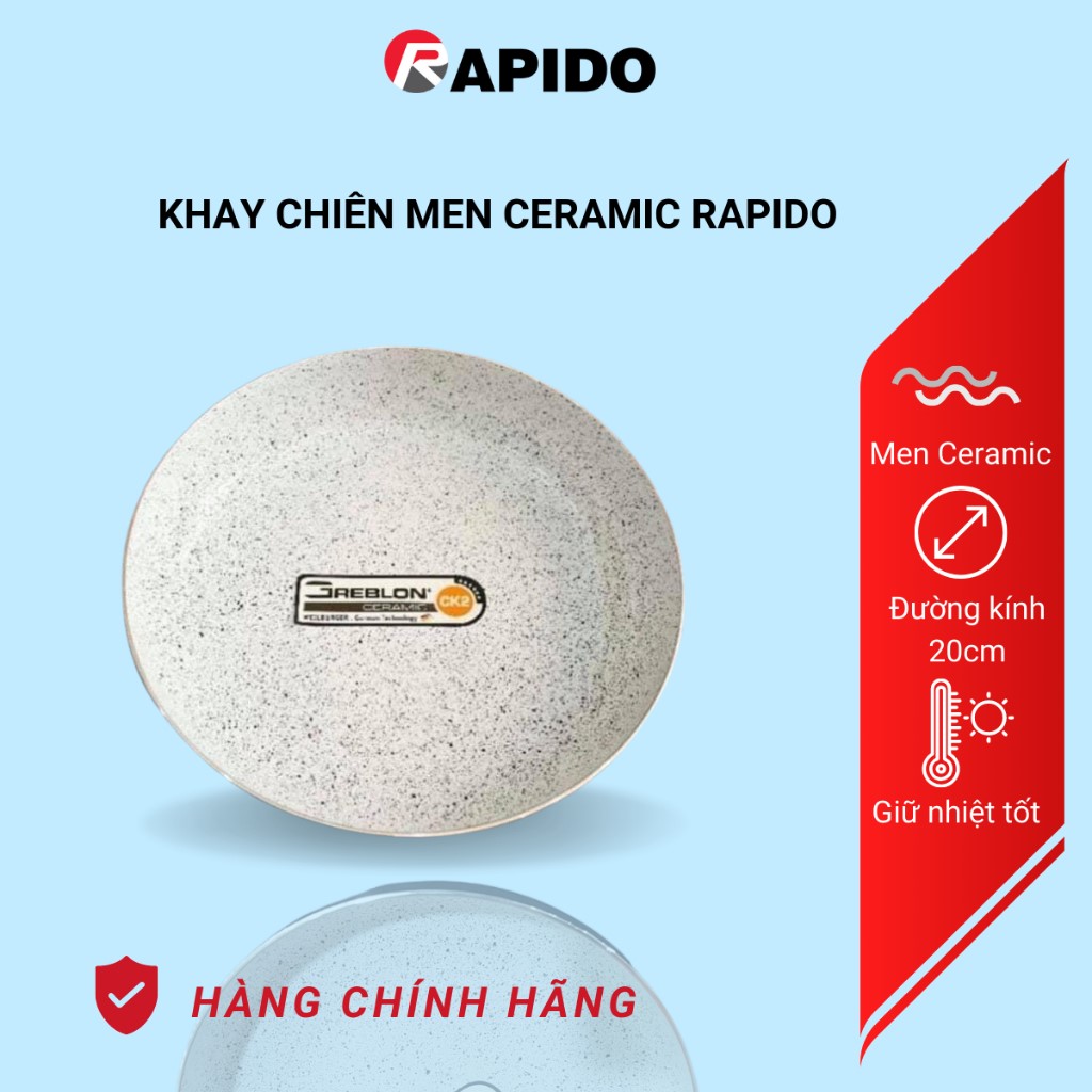 Khay lót chiên nướng Rapido men ceramic chống dính đường kính 20cm dùng trong nồi chiên không dầu