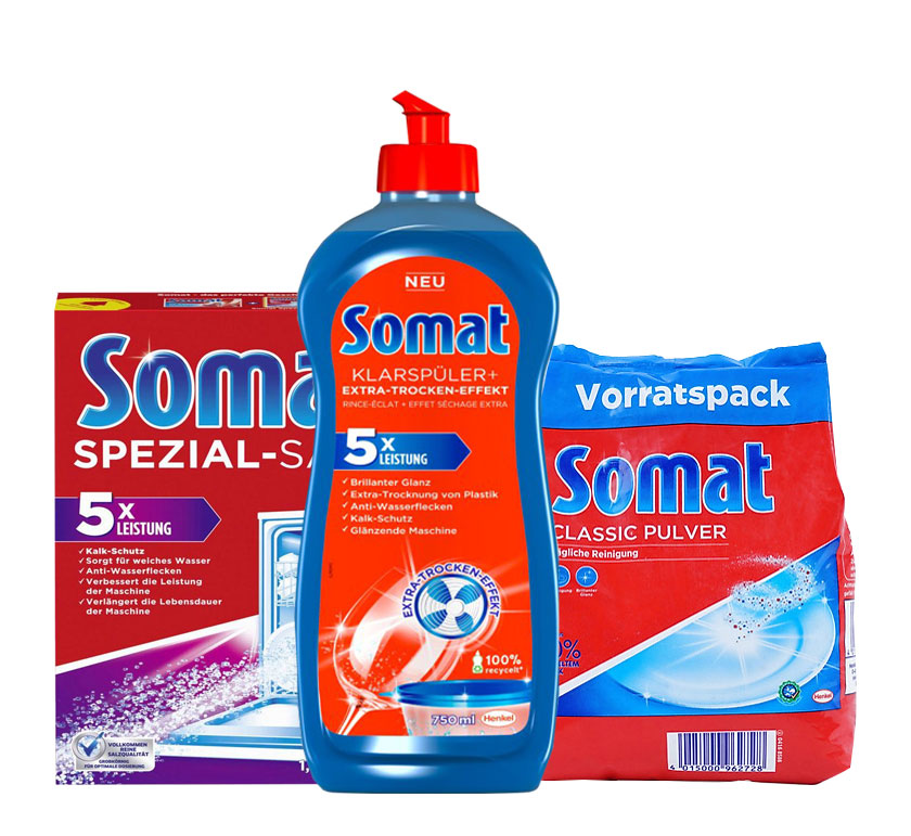 Combo Muối + Nước rửa bát  và làm bóng chuyên dụng cho máy Somat - Đức