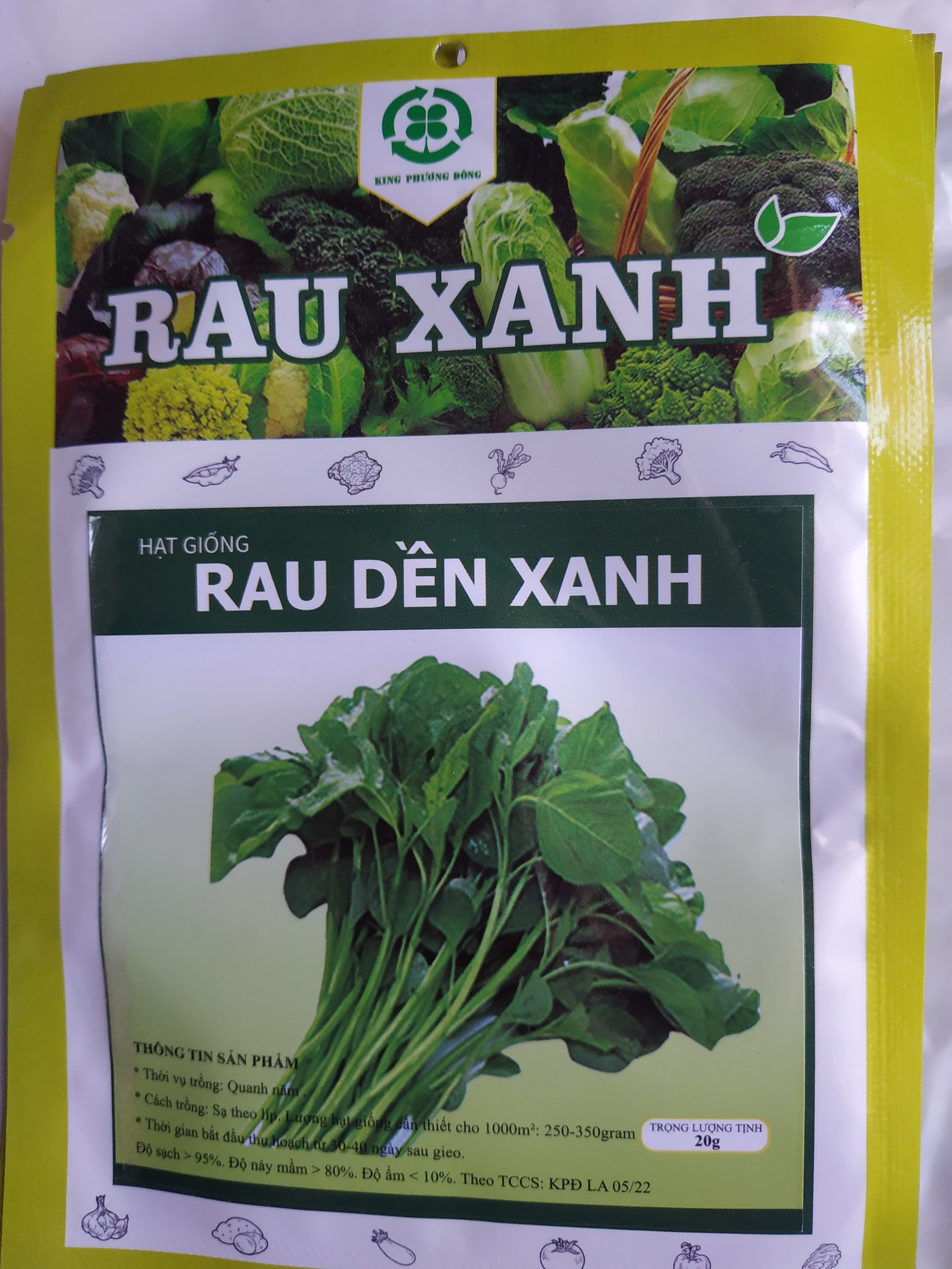 Hạt giống RAU DỀN XANH - gói 20 gram