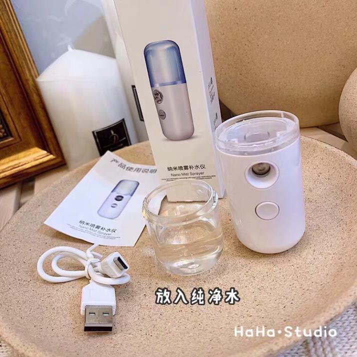 Máy Phun Sương Xông Hơi Mặt NaNo Mini Cầm Tay Hỗ Trợ Dưỡng Da tối đa, xịt khoáng cho da mặt trẻ đẹp