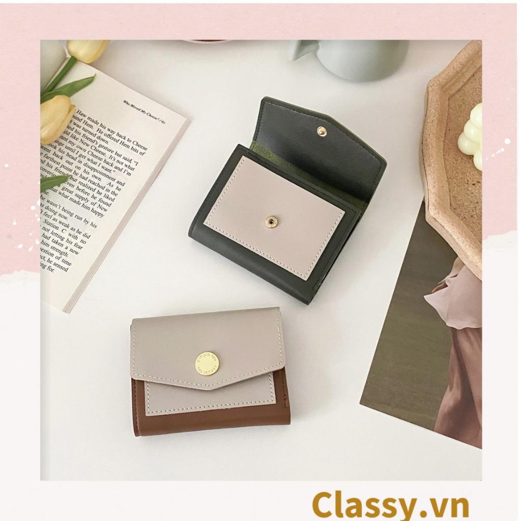 Ví nữ Classy mini cầm tay cao cấp, màu trơn, có nút bấm T1161