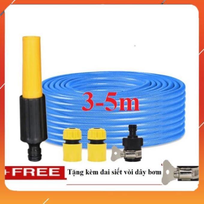 Vòi Xịt️Evoucher Bộ dây vòi xịt nước rửa xe, tưới cây , tăng áp 3 lần, loại 3m, 5m 206622-5 cút sập,nối đen+ đai