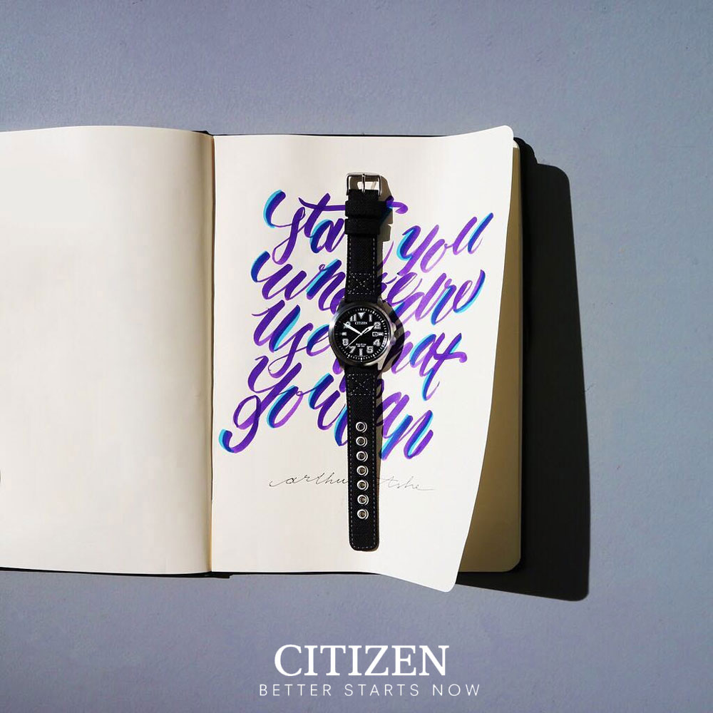 Đồng Hồ Nam Citizen Dây Vải Nato AW1410-24E - Mặt Đen