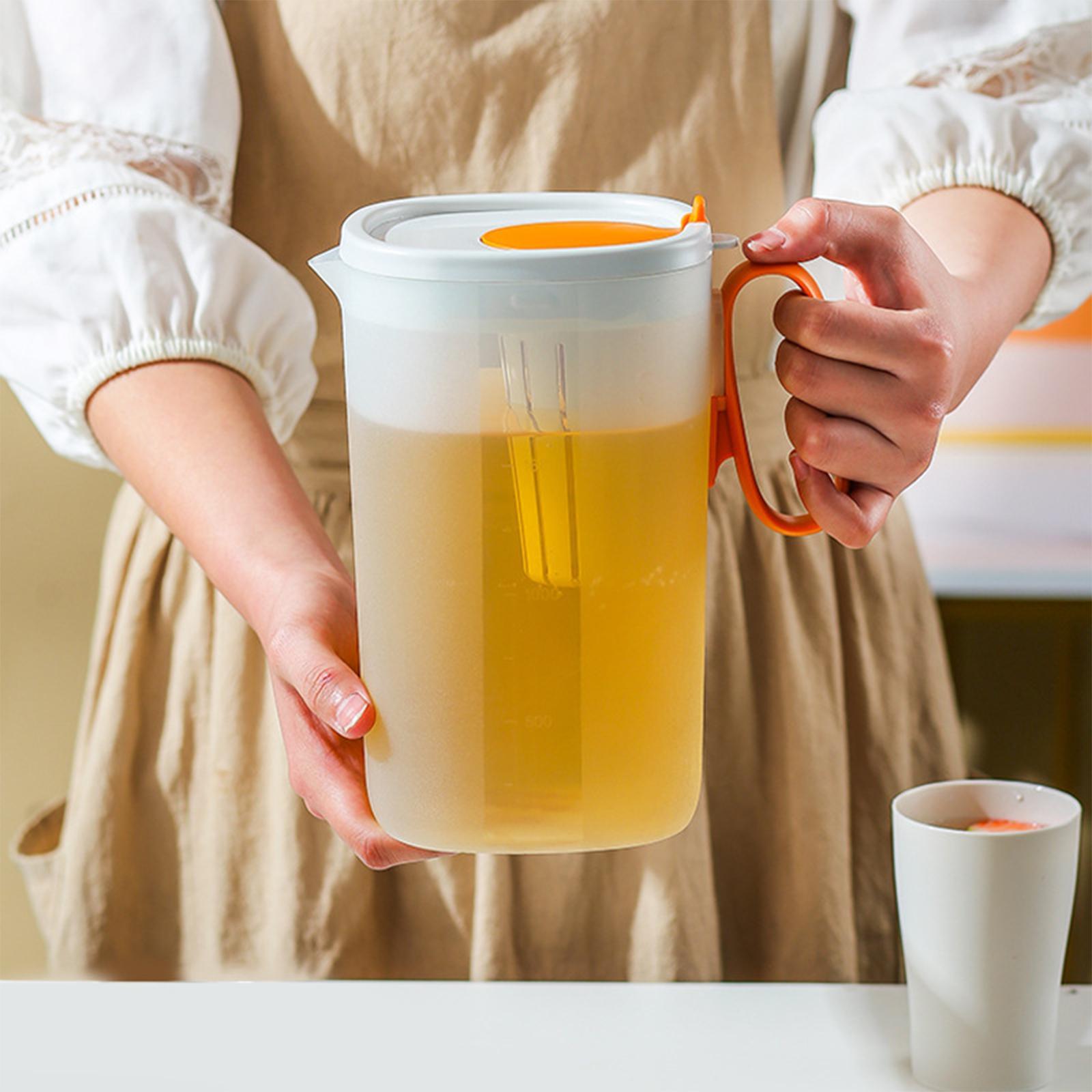 Fridge Pitcher, Water Fridge Pitcher with Lid, Lemonade, Iced Tea, Milk, Cocktails, Beverages Juice Jug, with Tea Filter, 2200ml. Extra Large