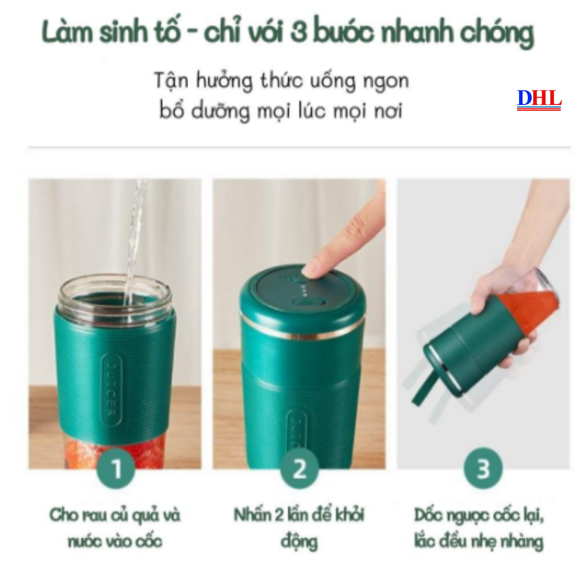 Máy xay sinh tố cầm tay mini, cốc xay sinh tố đa năng JUICER hàng chính hãng