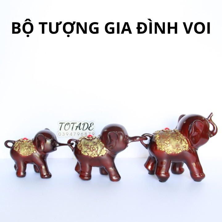 Bộ tượng gia đình voi hạnh phúc - Sản phẩm decor đẹp có 2 size - DES0006