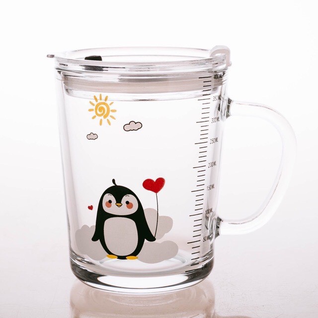 Cốc Thuỷ Tinh Chia Vạch 400ml Chịu Nhiệt Tốt Kèm Ống Hút