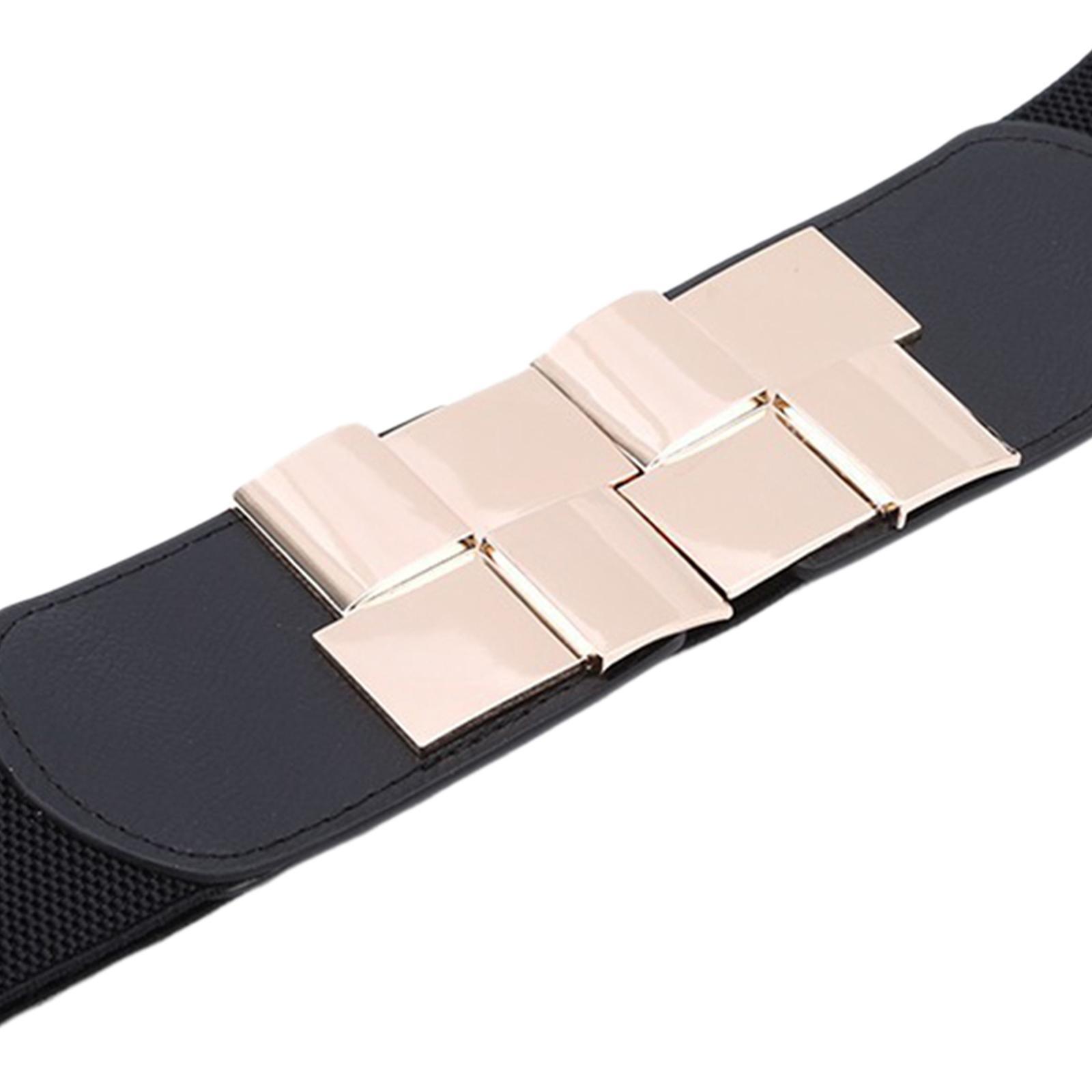 Wide Waist Skinny Belt Exquisite Fashion PU Elastic for Dress Coats Shirts Black