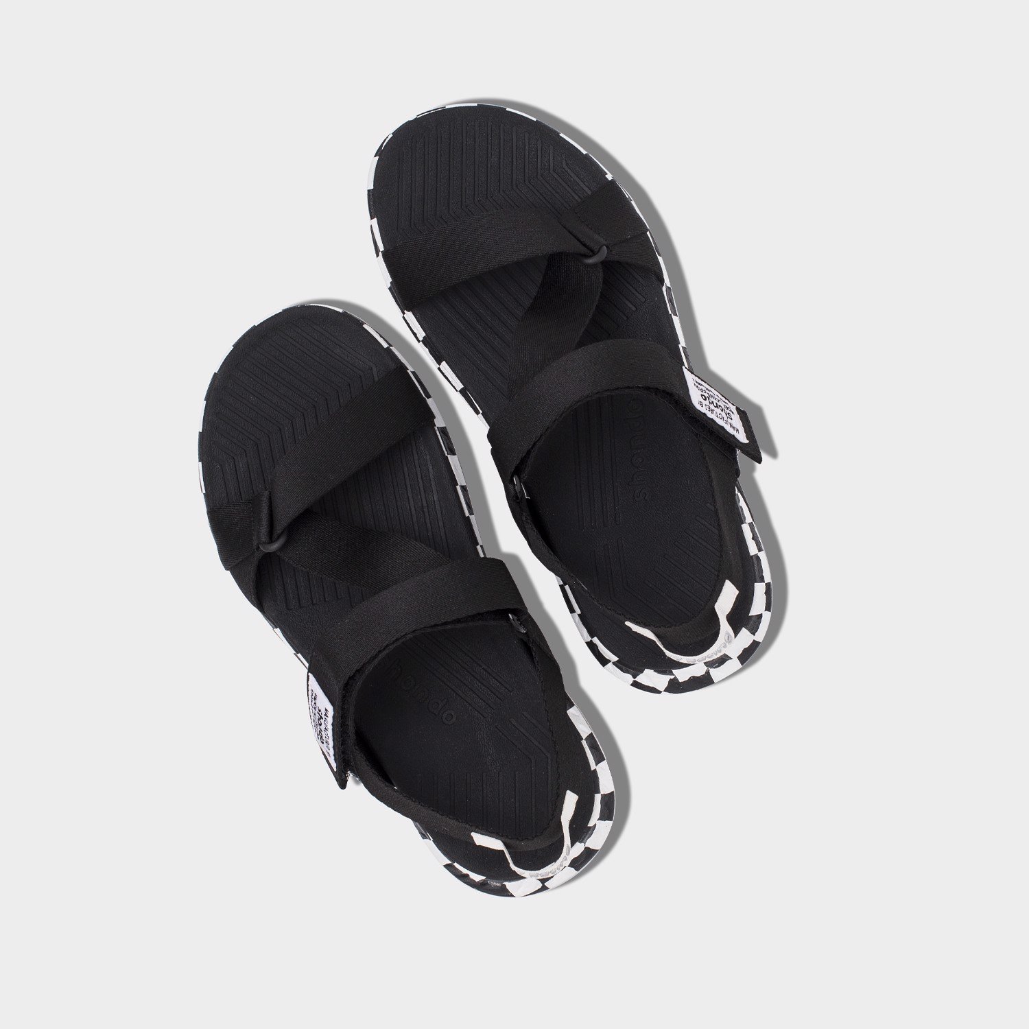 Giày sandal Shondo F7 nam nữ đi học đế cao caro đen F7C1010