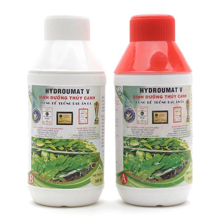 Bộ Dung Dịch Dinh Dưỡng Thủy Canh HydroUmat V Cho Rau Ăn Lá (2 Chai Mỗi Chai 500ml) VTNN Nông Điền Trang